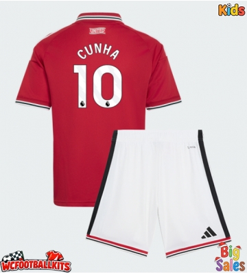 Manchester United Matheus Cunha #10 Replica Home Stadium Kit for Kids 2026-27 Short Sleeve (+ pants)